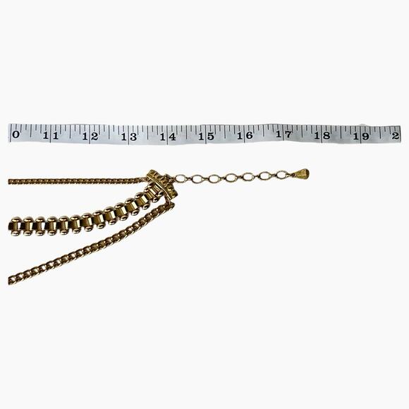 Vintage Coro Signed Necklace Three Strand Choker Gold Tone Center Book Chain 14” - Picture 8 of 8